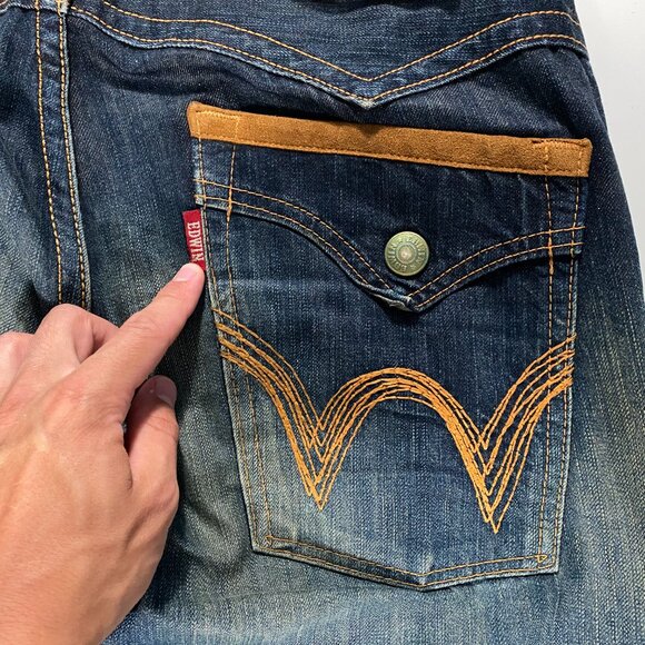 Vintage Edwin Xu Relaxed Fit Distressed Rust Wash Jeans men's size 36x31 - Picture 8 of 12